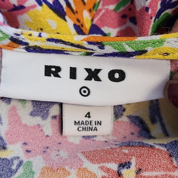 RIXO TARGET FLORAL PRINT PUFF SLEEVE SMOCKED CUFF MIDI DRESS sz 4 - Picture 7 of 8